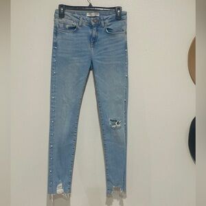 Zara Faded Blue Skinny Jeans with Ripped Details